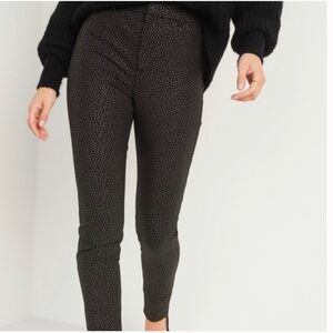 Old Navy High Waist Pixie Pants Women’s 16  Black Gold Foil Dot Holiday NWT